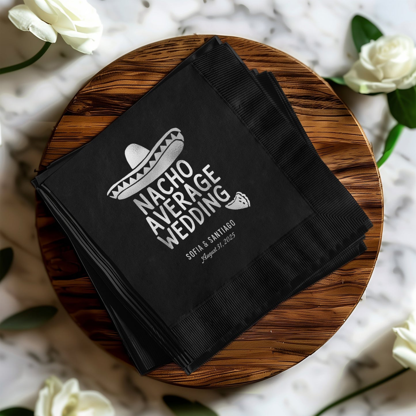 Nacho Average Wedding Custom Black Napkins product