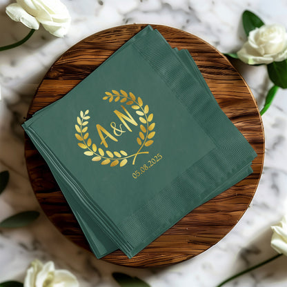 Personalized Green Napkins with Custom Date product