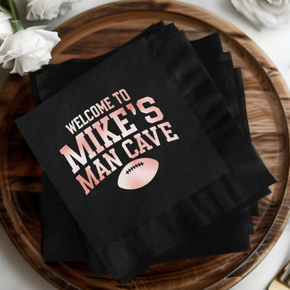 Welcome to Mike's Man Cave Football Napkin product