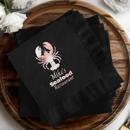 Mike's Seafood Restaurant Black Napkins product