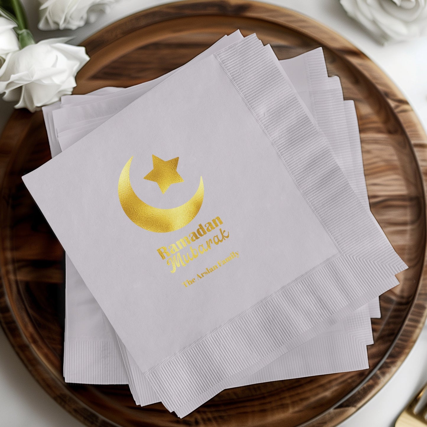 Ramadan Mubarak Crescent Star Print Paper Napkin product type