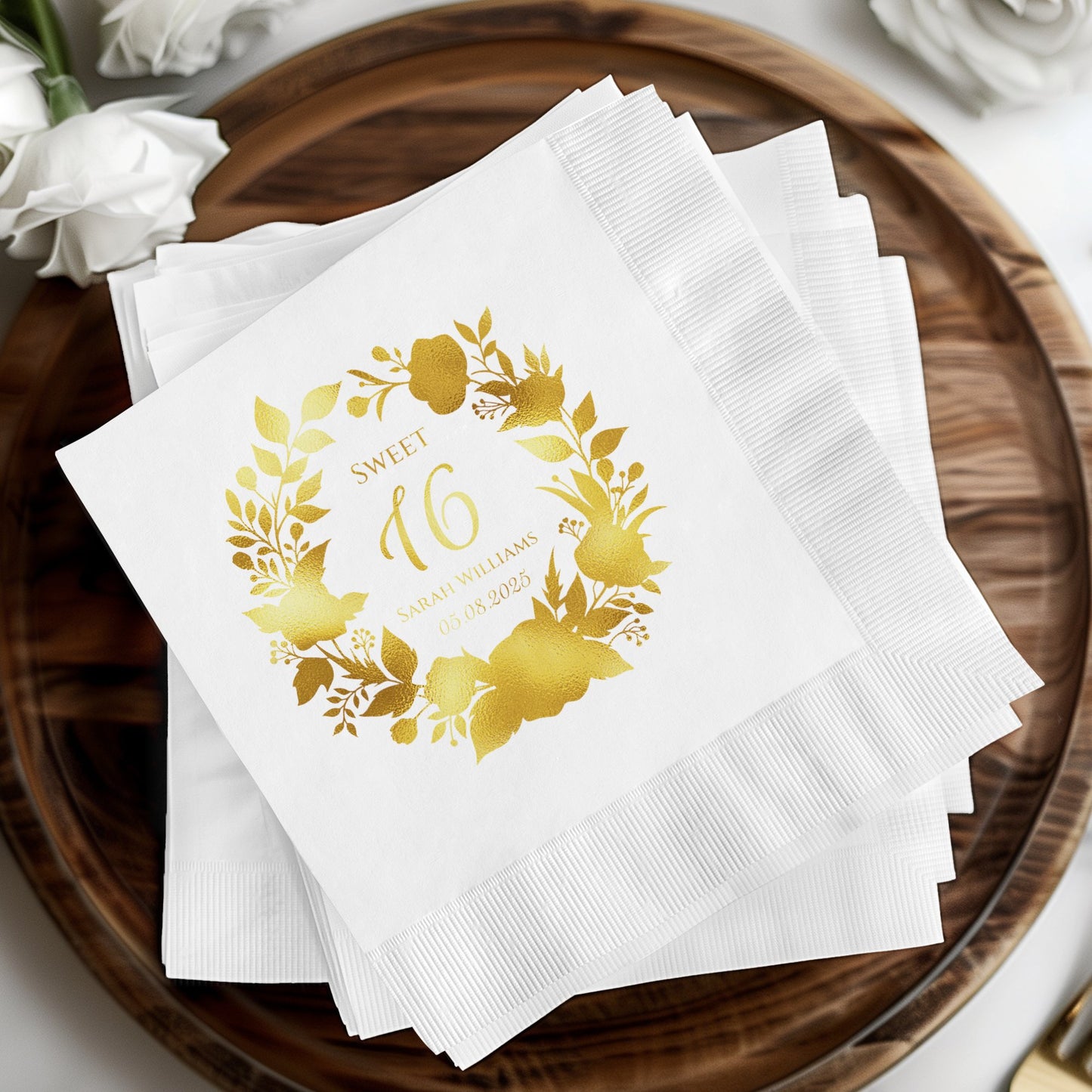 Sweet 16 Personalized Gold Foil Event Napkin product