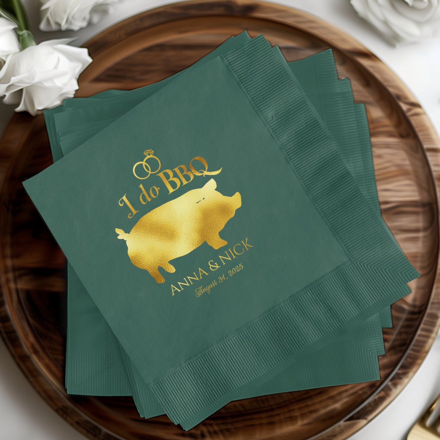 I Do BBQ Custom Date Pig Design Napkin product