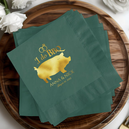I Do BBQ Custom Date Pig Design Napkin product