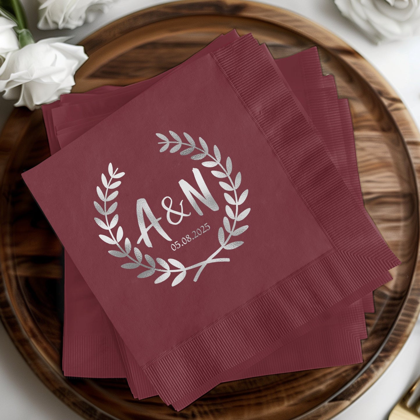 Personalized Wedding Napkins Custom Date Napkins product type