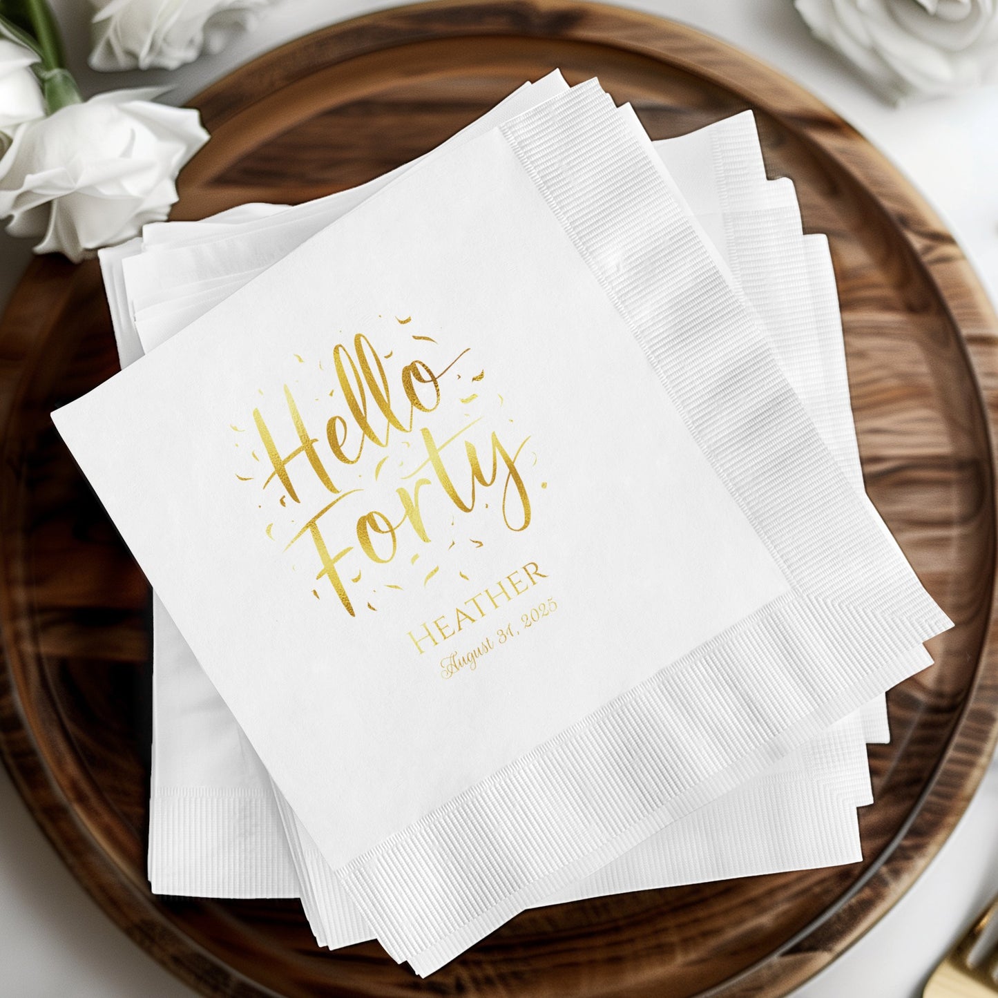 Hello Forty Custom Birthday Party Napkin product type