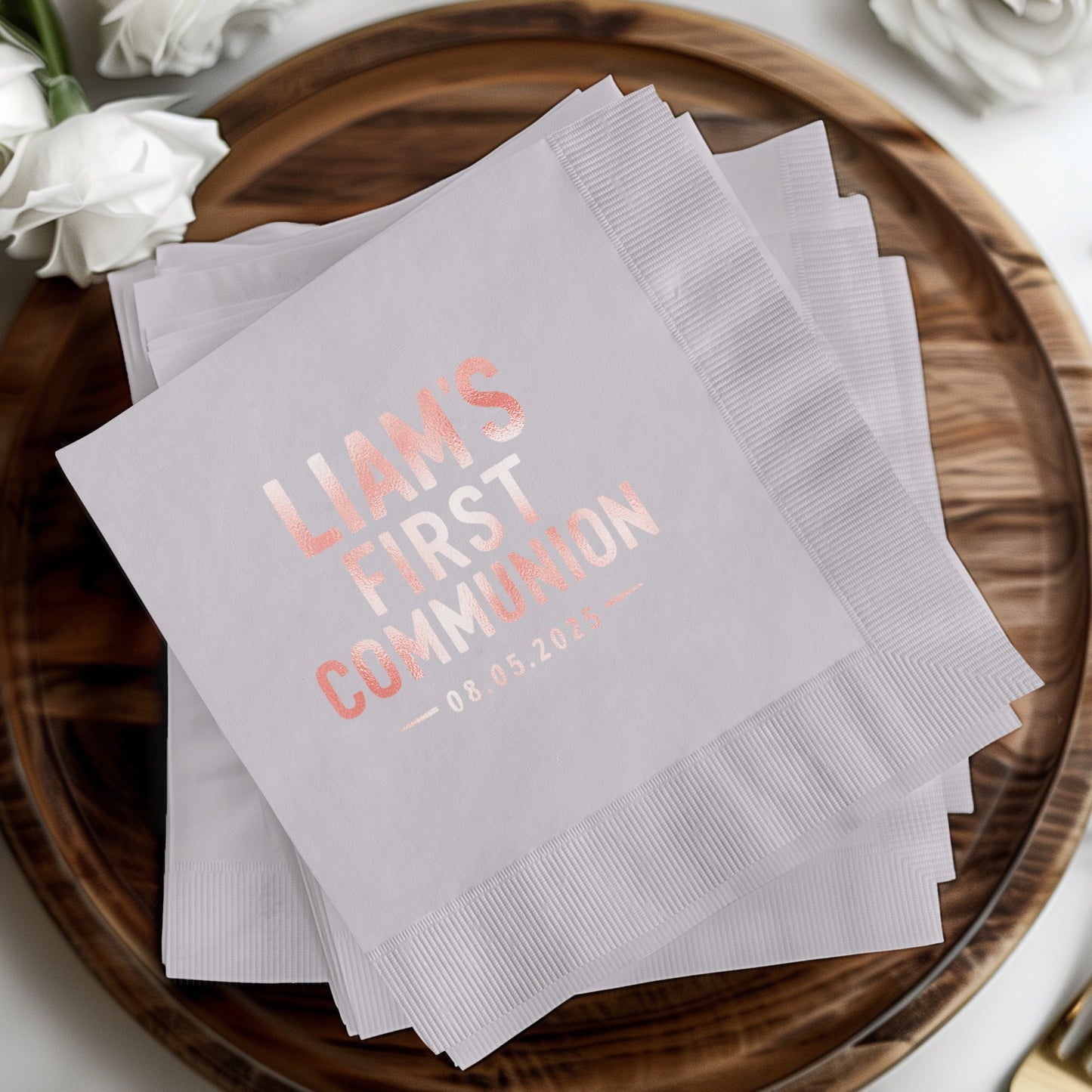 Pink Personalized First Communion Paper Napkins product