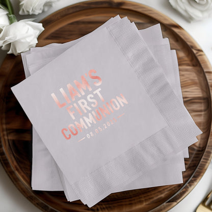 Pink Personalized First Communion Paper Napkins product