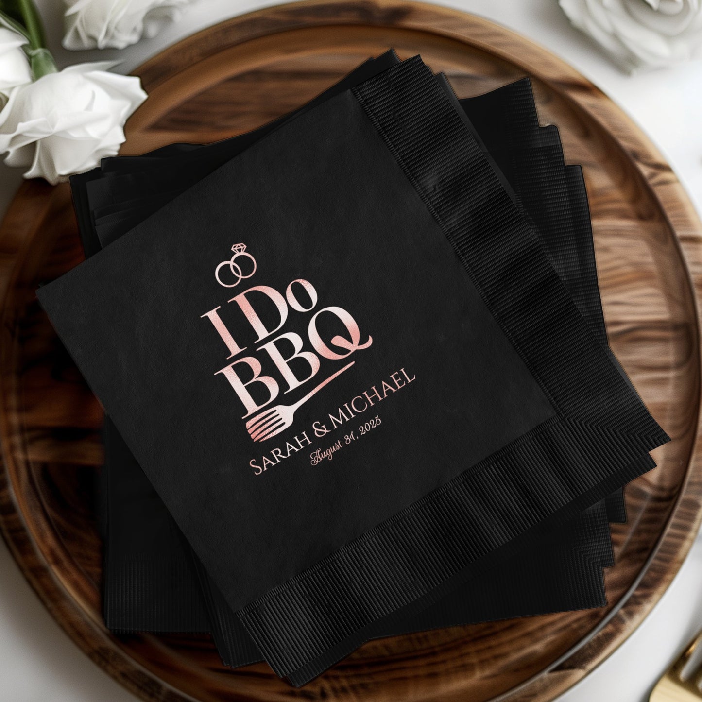 Elegant Personalized Wedding I Do BBQ Napkin product type