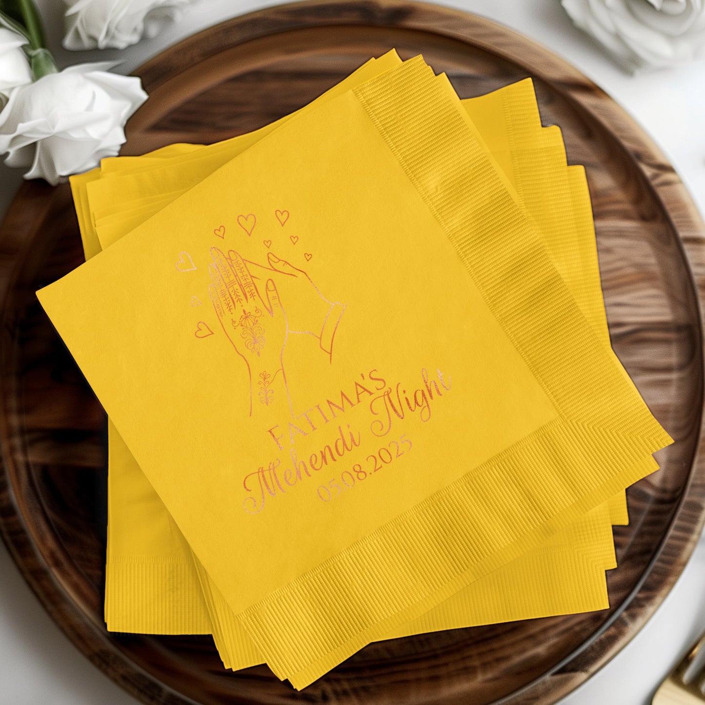 Customized Yellow Mehendi Night Napkins Product