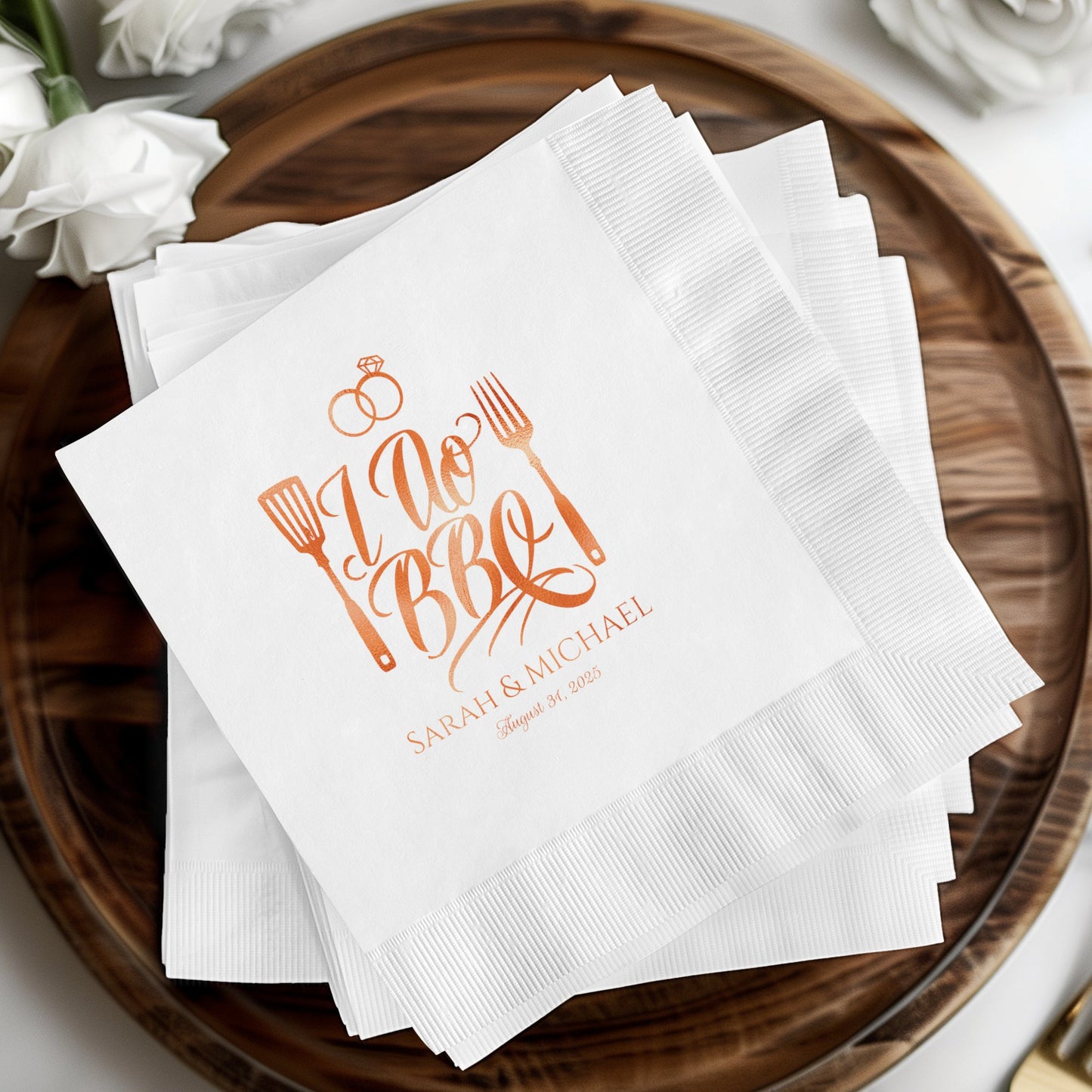 Elegant Custom Printed Wedding BBQ Napkin product
