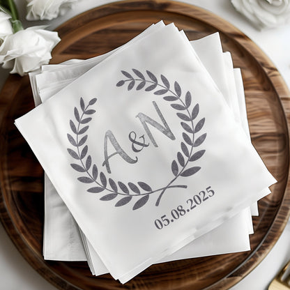 Elegant Monogram Laurel Design Custom Napkins product