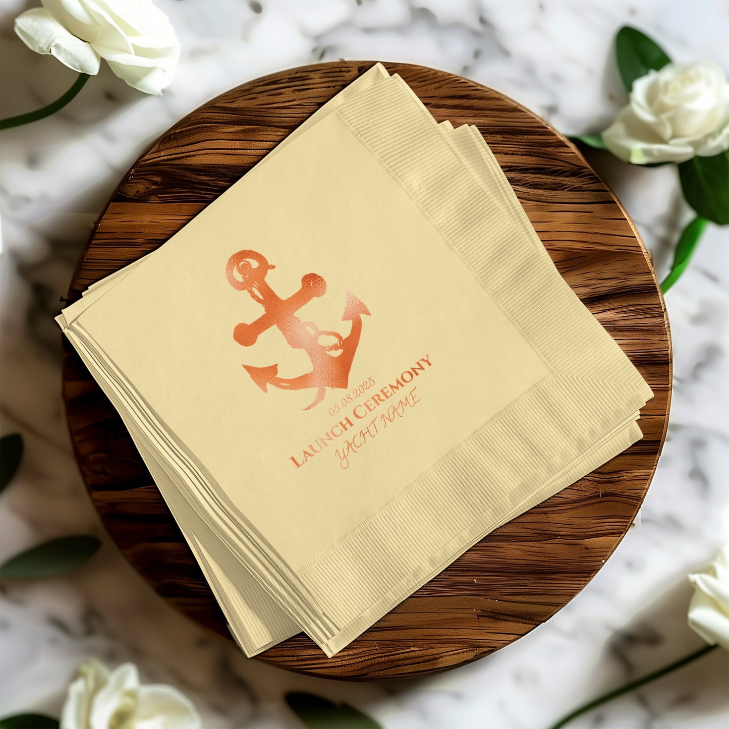 Launch Ceremony Yacht Name Anchor Design Napkin product