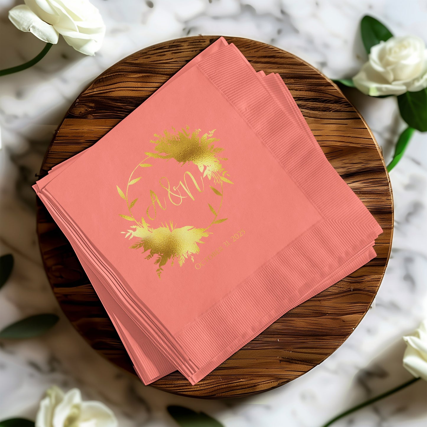 Personalized Floral Initial Design Paper Napkins product
