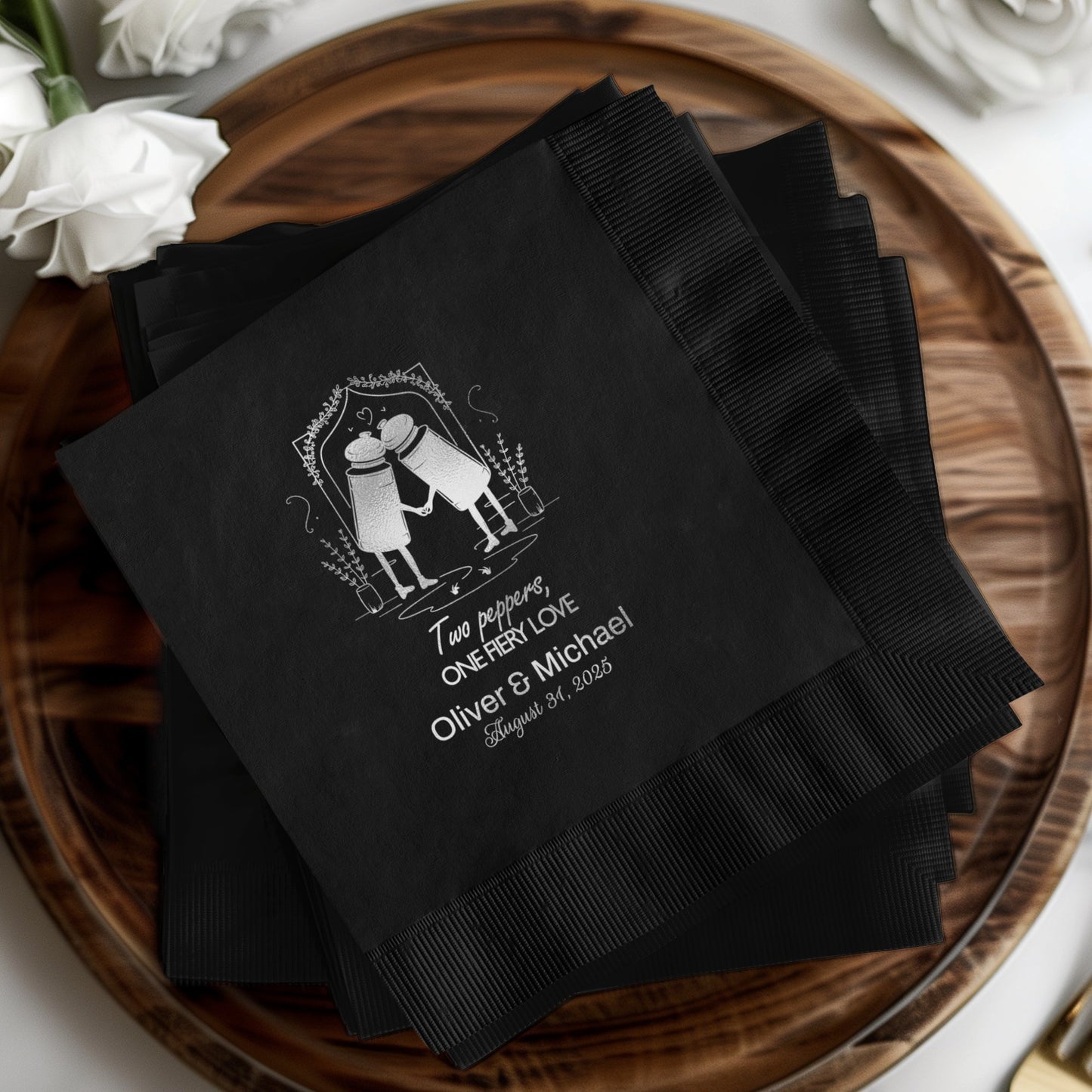 Personalized Wedding Black Napkins Party product