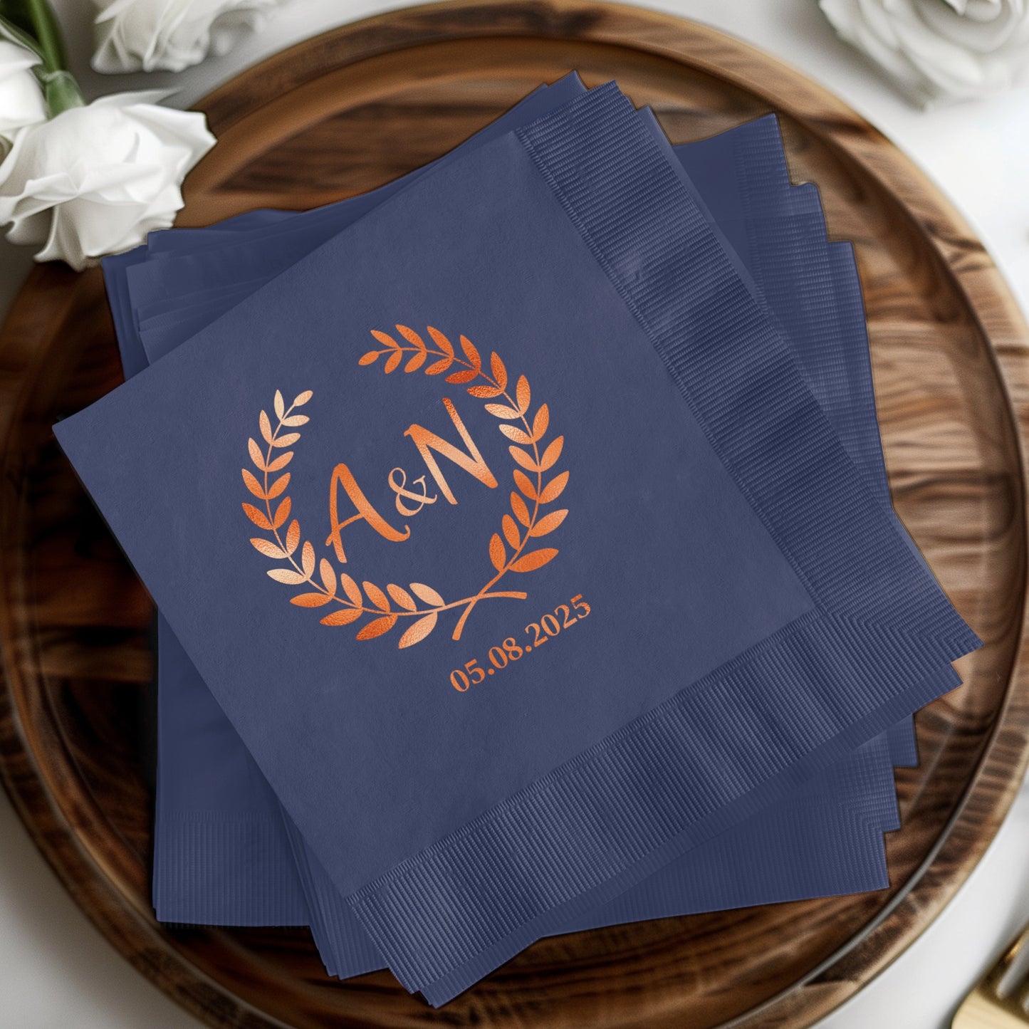 Customized Wedding Date Monogrammed Napkin product