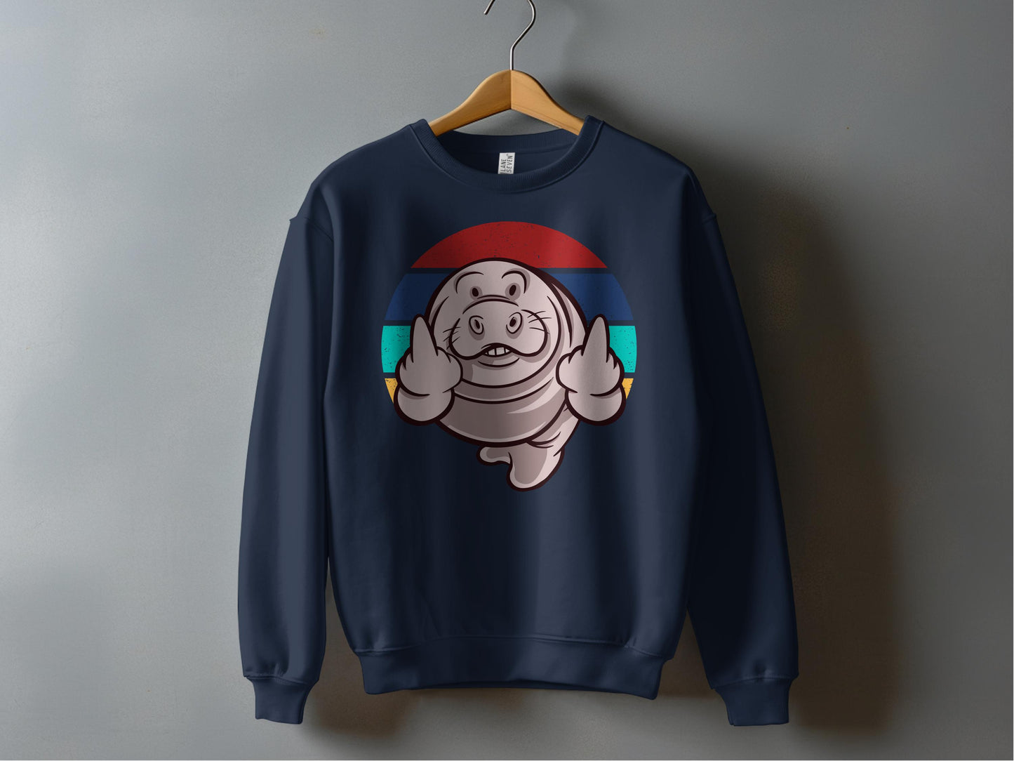 Retro Cartoon Hippo Middle Finger Graphic Sweatshirt product