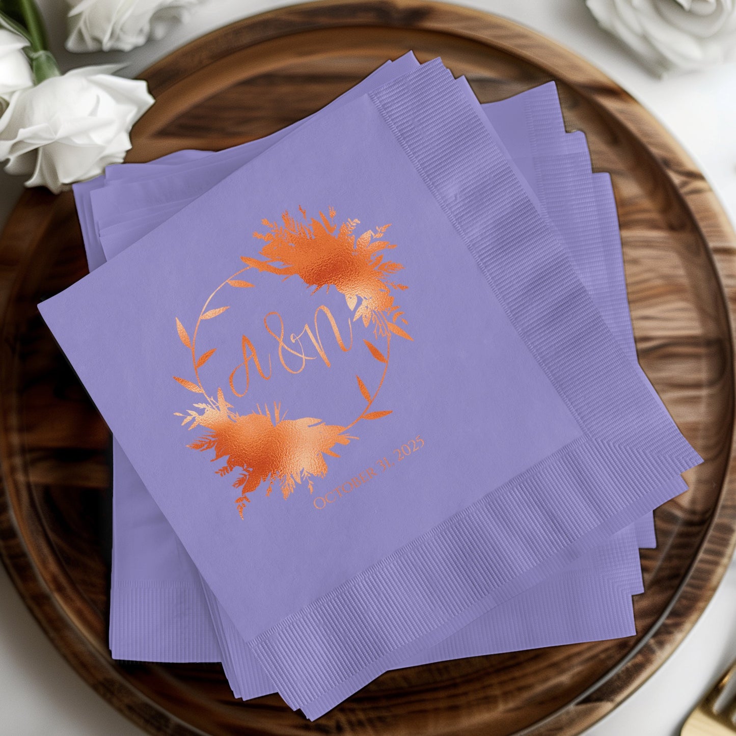 Custom Monogram Purple Napkins Occasion Product