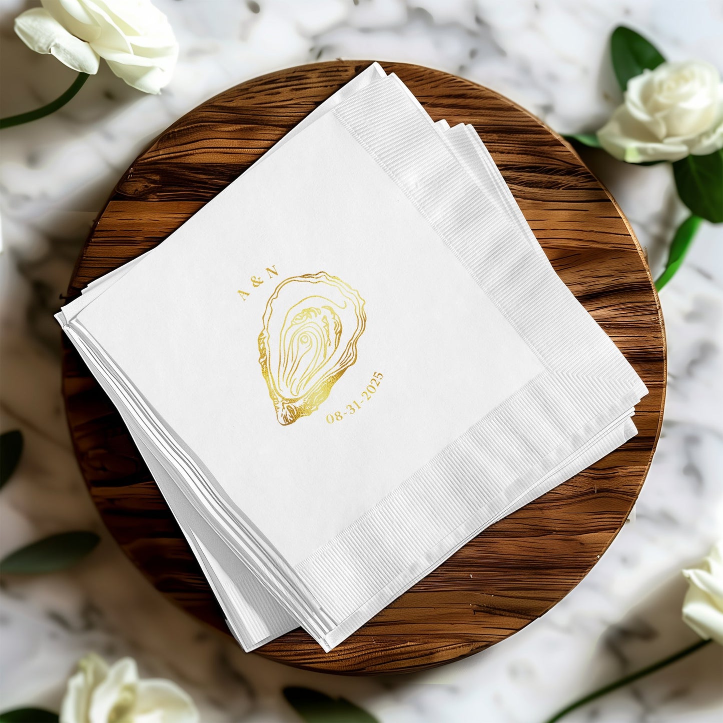 Personalized Oyster Design White Wedding Napkin product type
