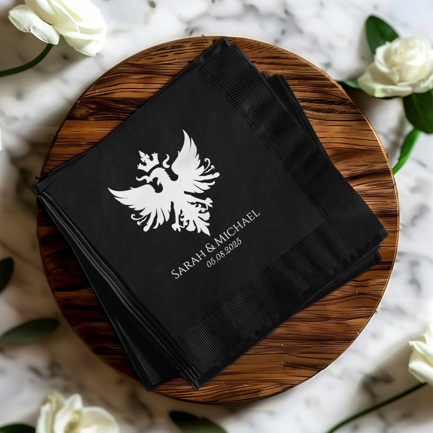 Personalized Black Wedding Napkins for Elegant Events product