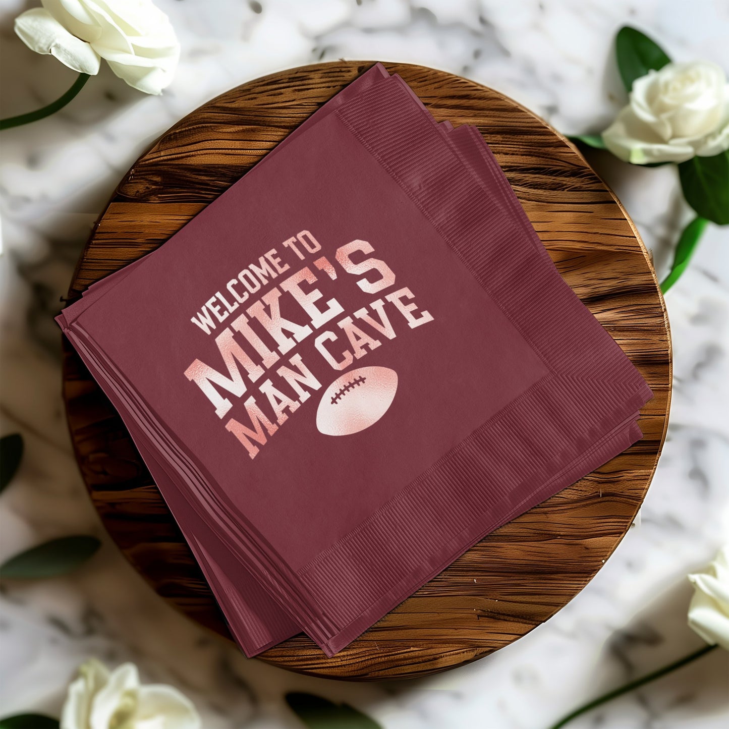 Welcome to Mike's Man Cave Football Napkins product