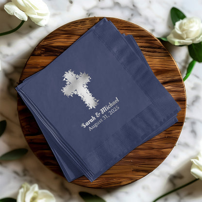 Personalized Cross Design Wedding Napkin product