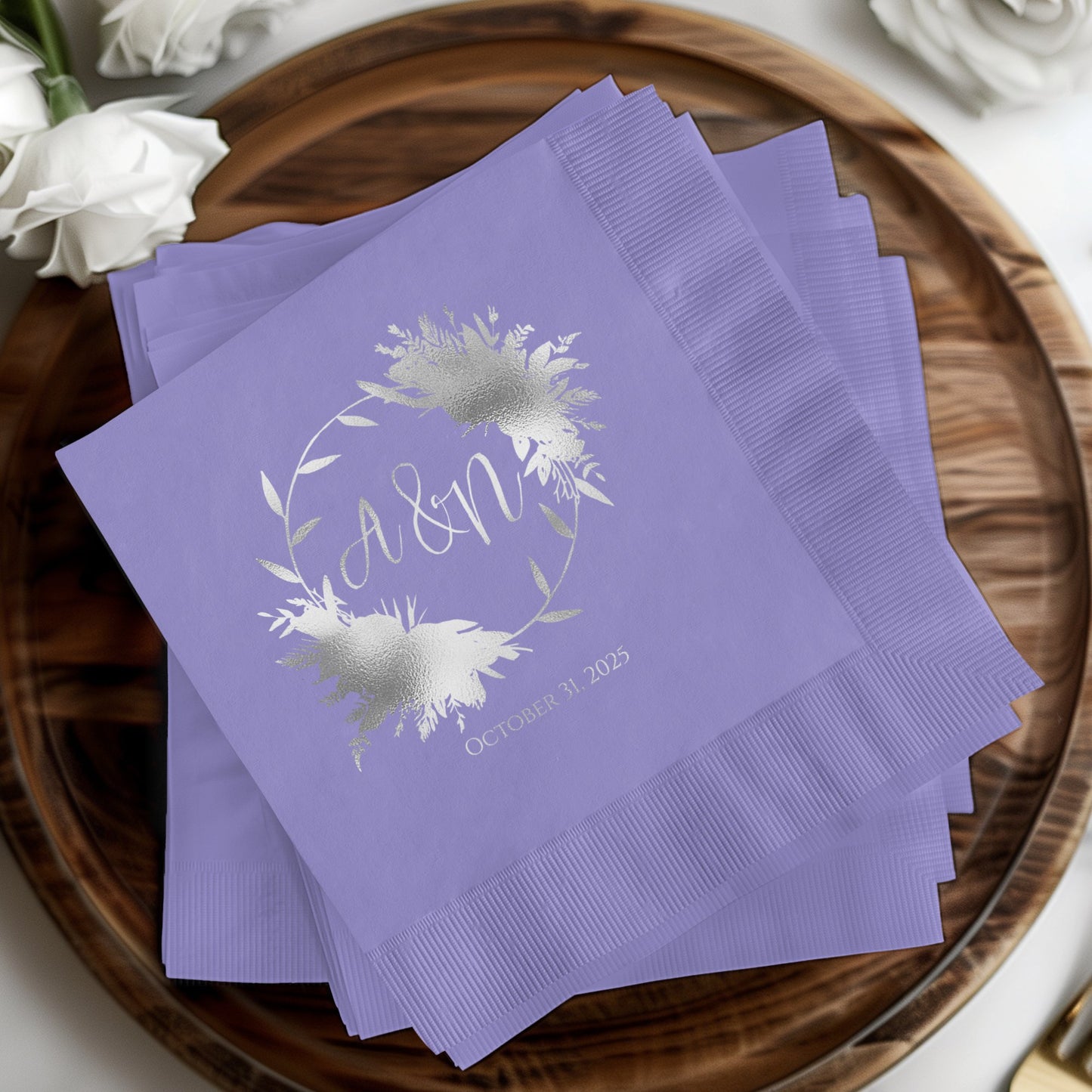 Personalized Purple Wedding Date Napkins product type