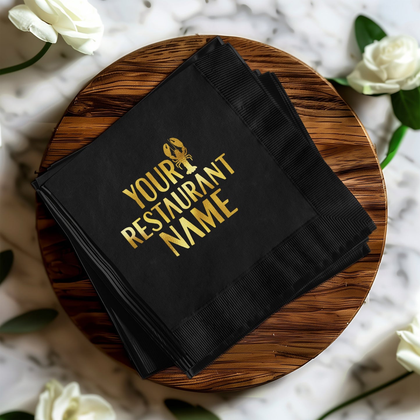 Custom Restaurant Logo Black Gold Paper Napkin product type