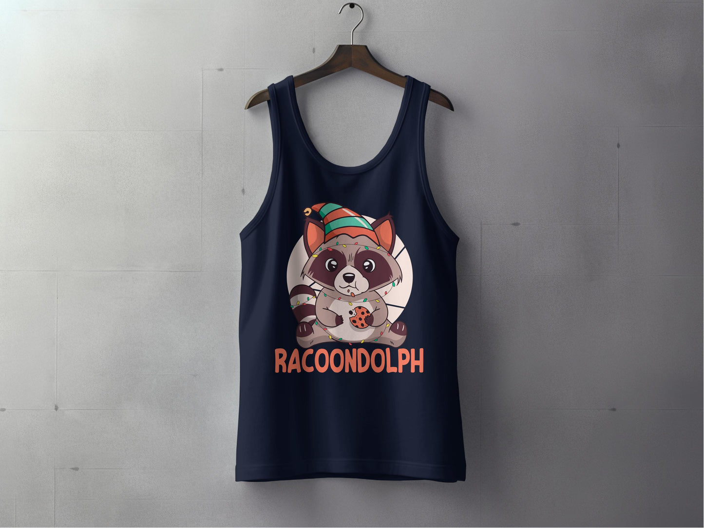 Cute Festive Raccoon Print Tank Top Clothing product type