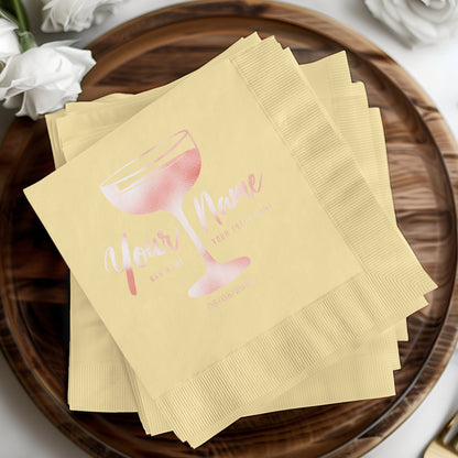 Personalized Name and Date Champagne Glass Napkins product