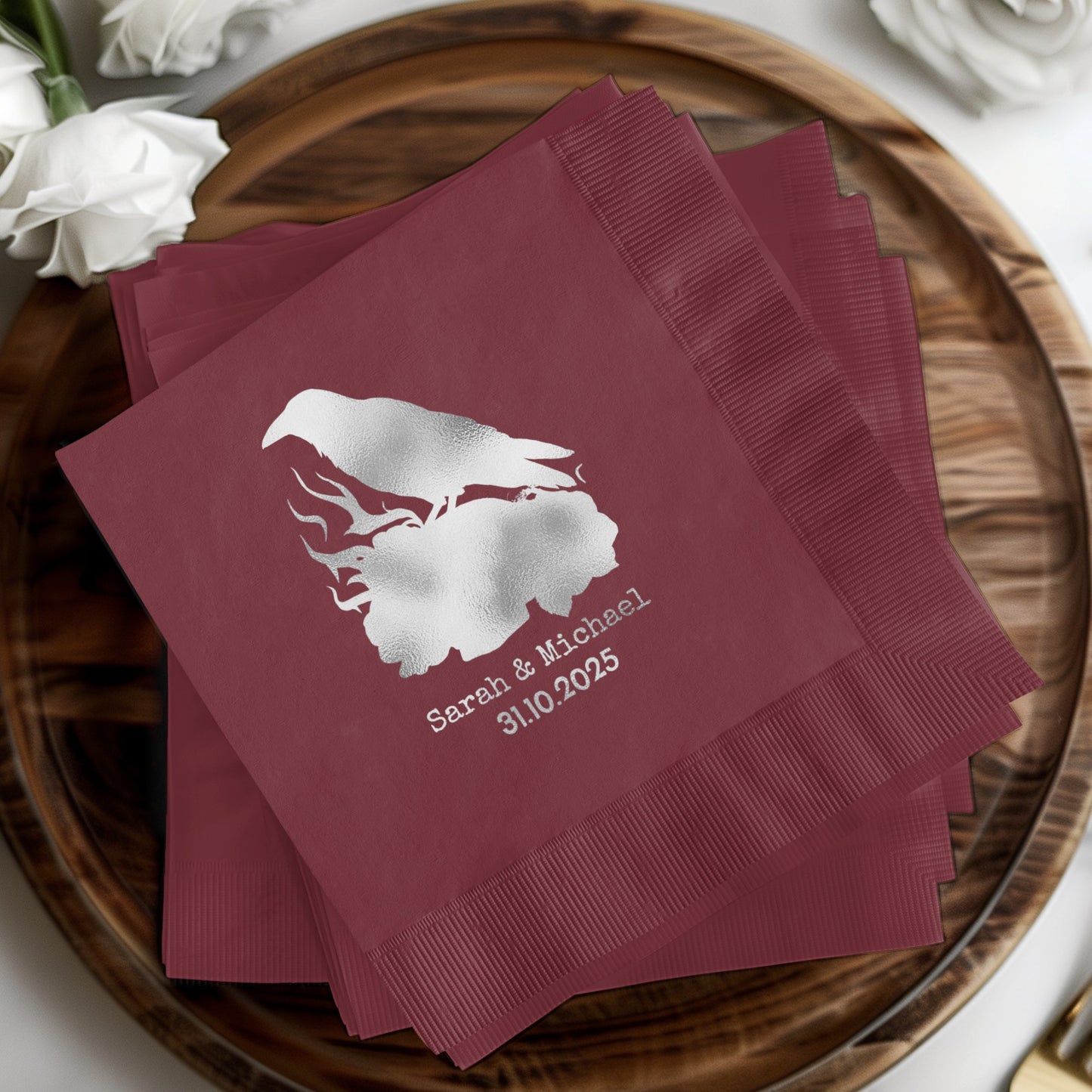Personalized Crow Design Wedding Napkin product