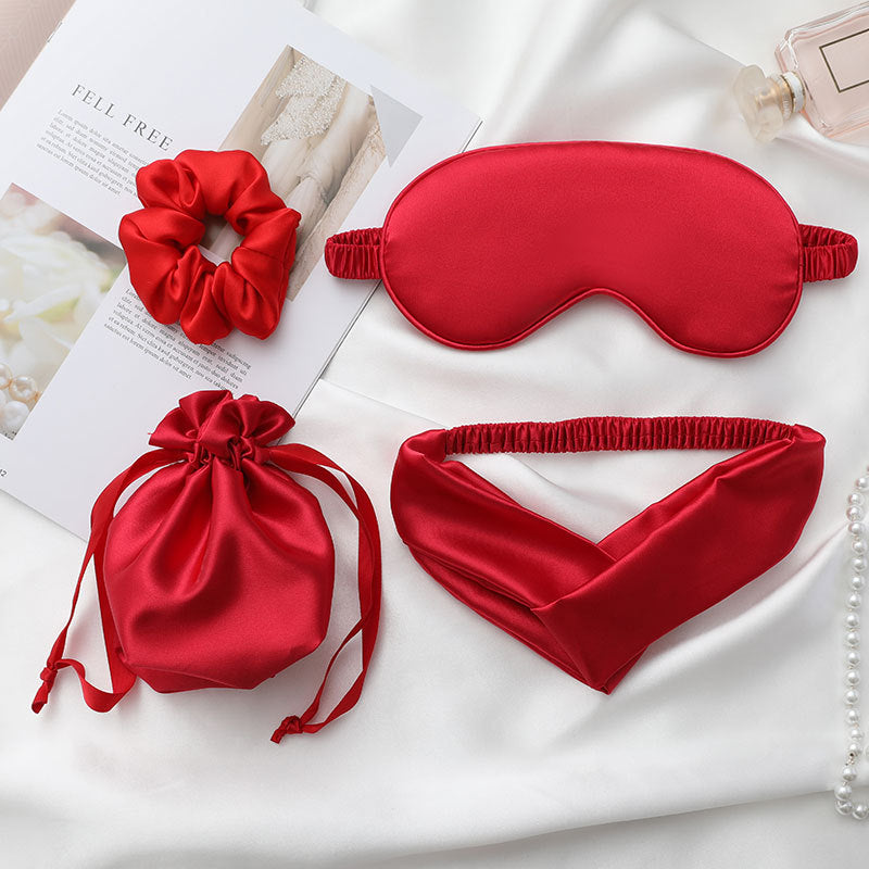 Faux Silk Eye Mask Four-piece Set