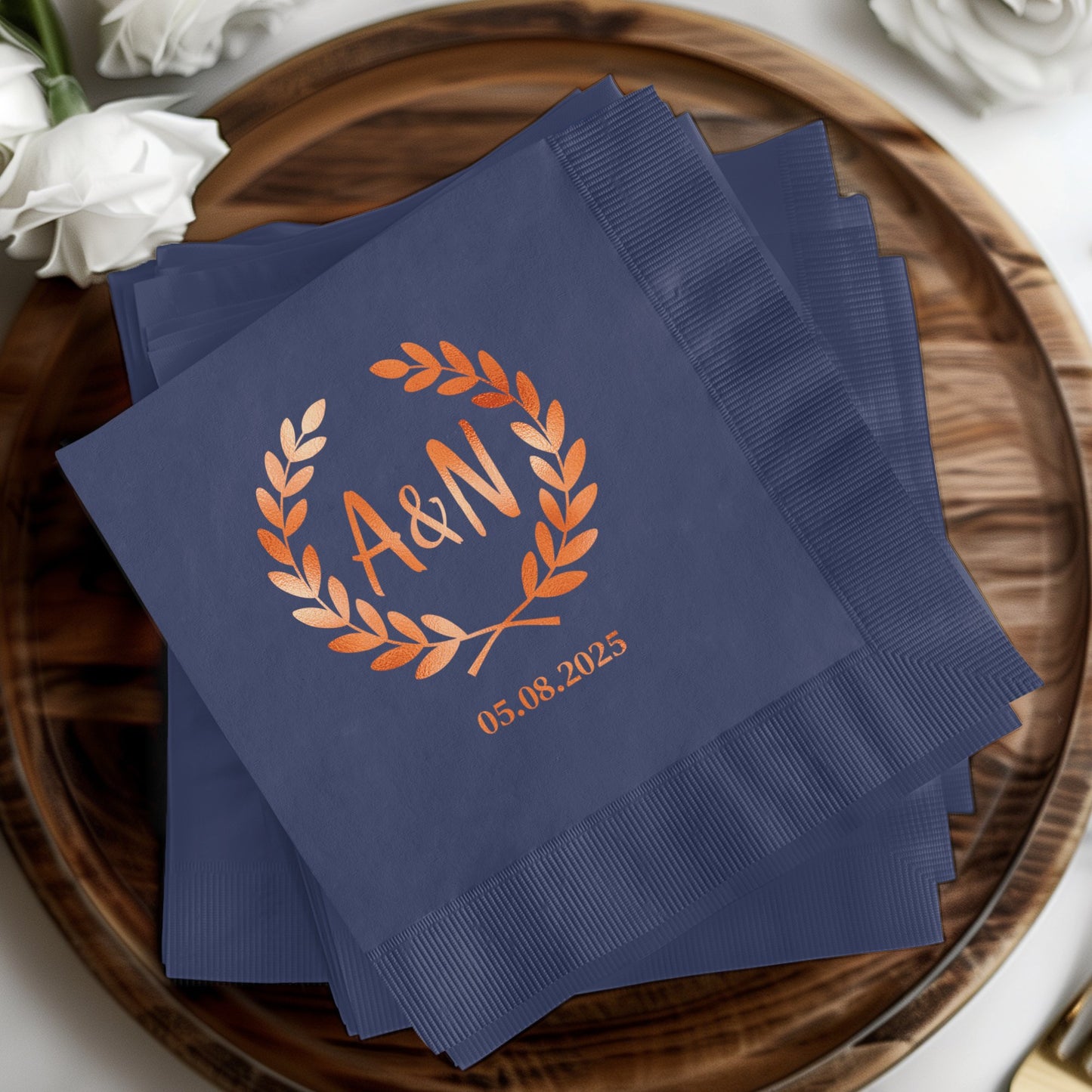 Custom Monogrammed Wedding Date Napkin product