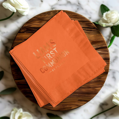 Personalized First Communion Orange Napkin product type