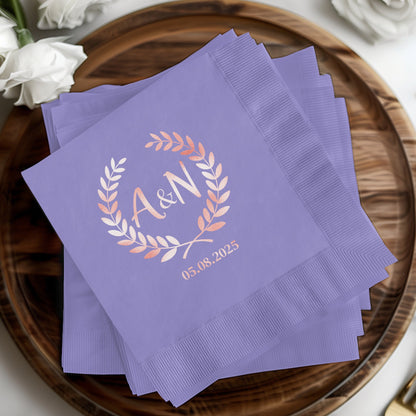 Custom Wedding Date and Initials Napkin product