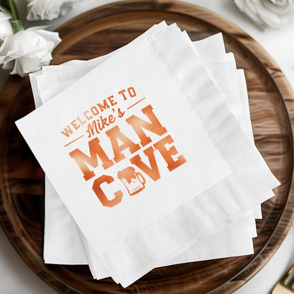 Welcome to Mike's Man Cave Beverage Napkins product