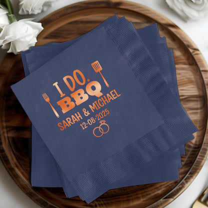 I DO BBQ Personalized Wedding Date Napkin product