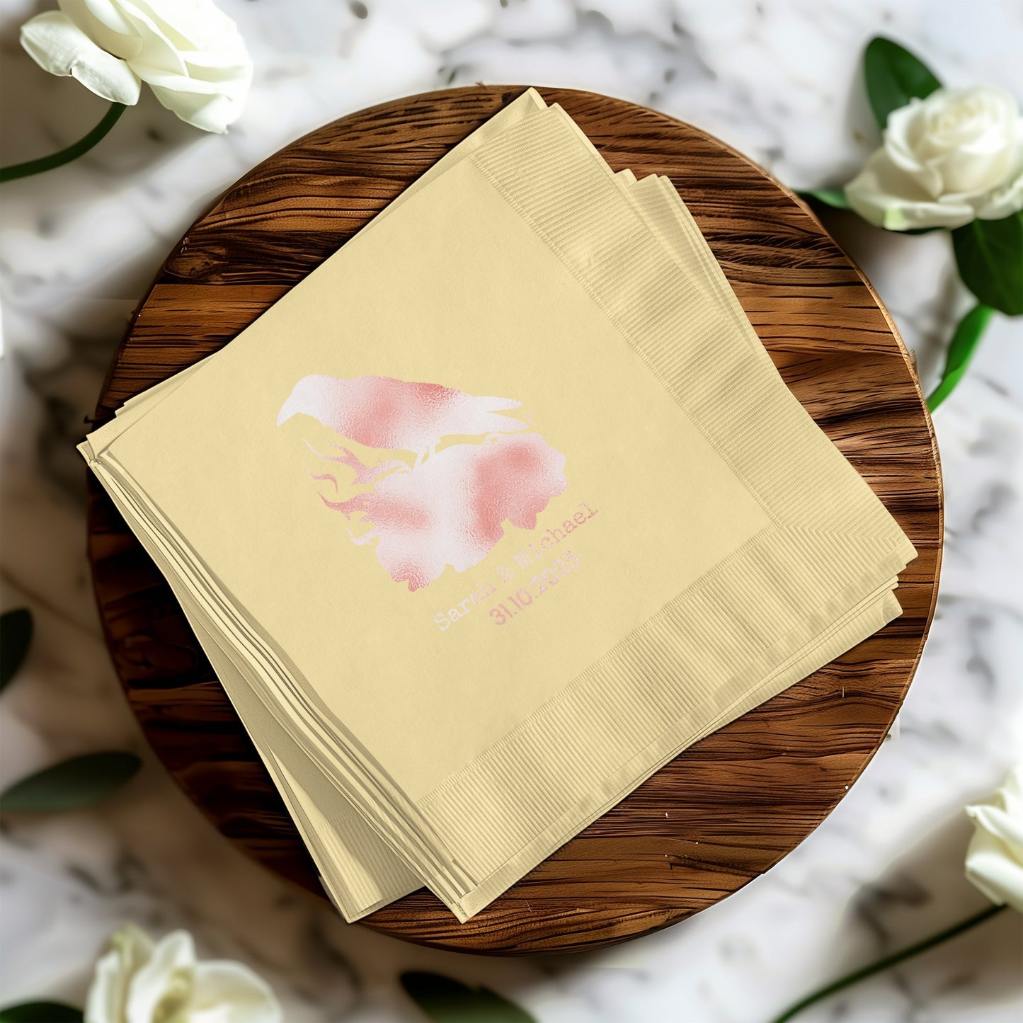 Elegant Personalized Napkins with Subtle Pink Design product