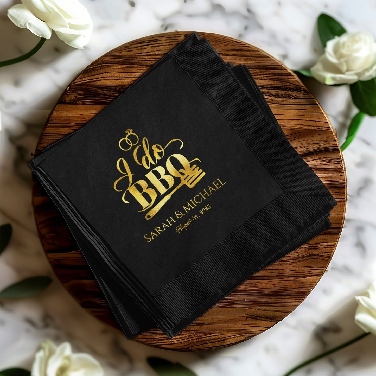 I Do BBQ Personalized Wedding Napkin Product