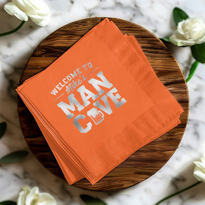 Welcome To Man Cave Custom Print Orange Napkins product type