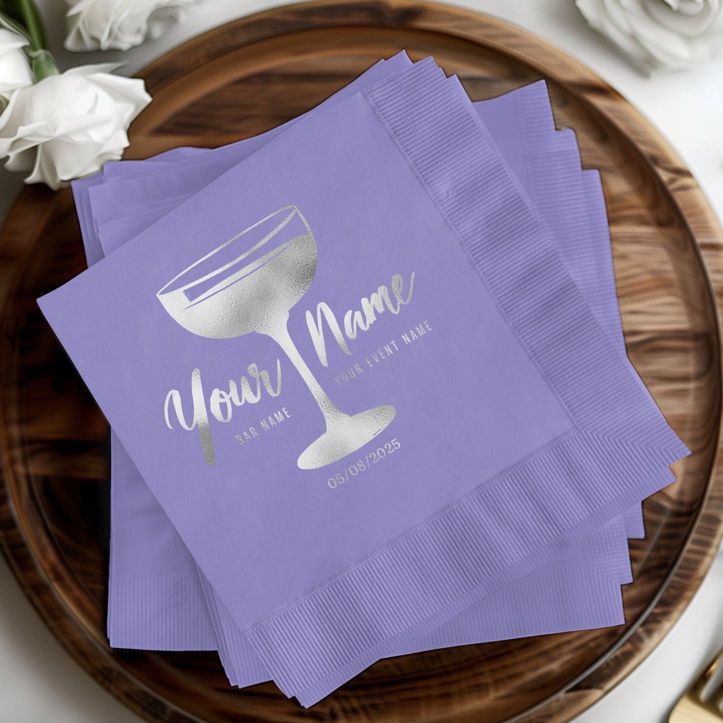 Personalized Violet Napkins with Custom Text product