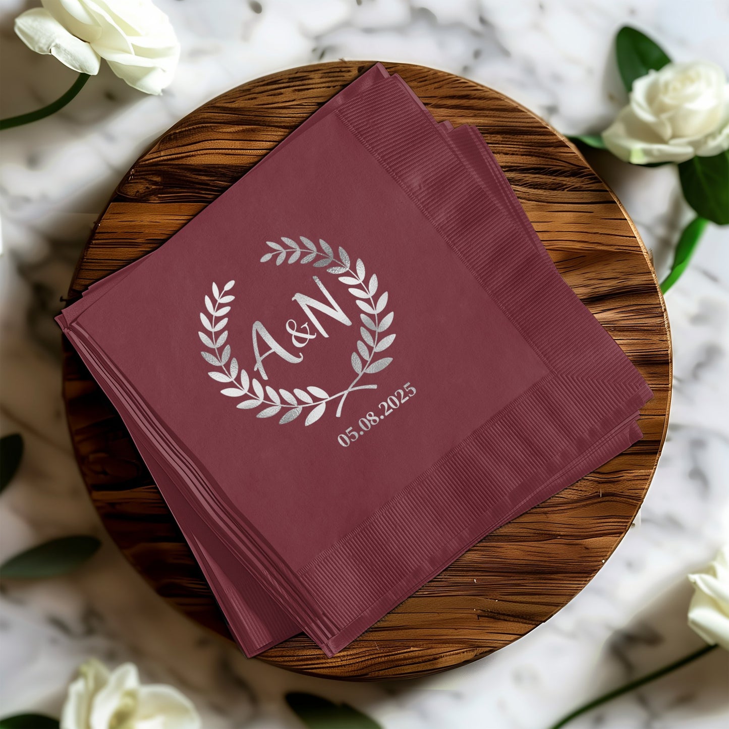 Custom A and N Monogrammed Wedding Napkin product type