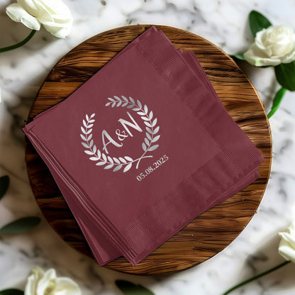 Custom A and N Monogrammed Wedding Napkin product type
