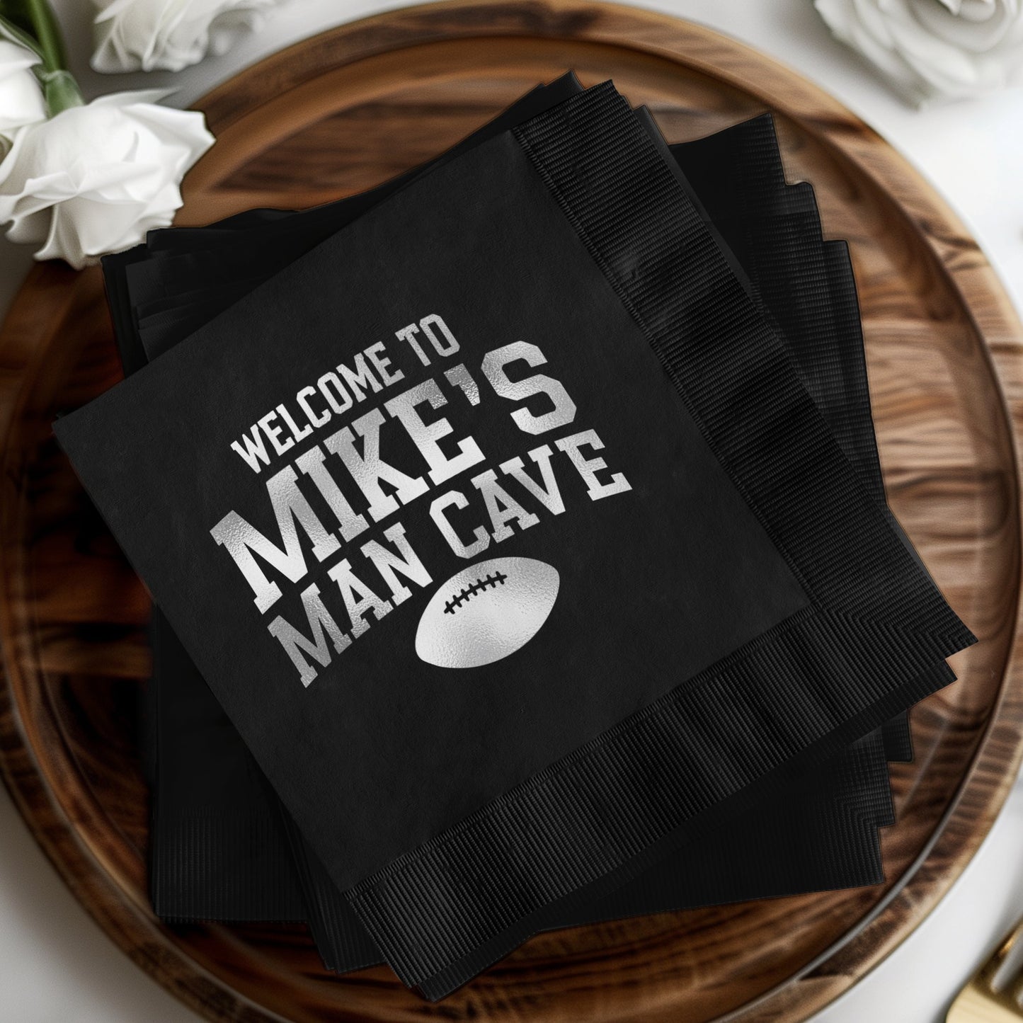 Welcome To Mike's Man Cave Football Napkins product