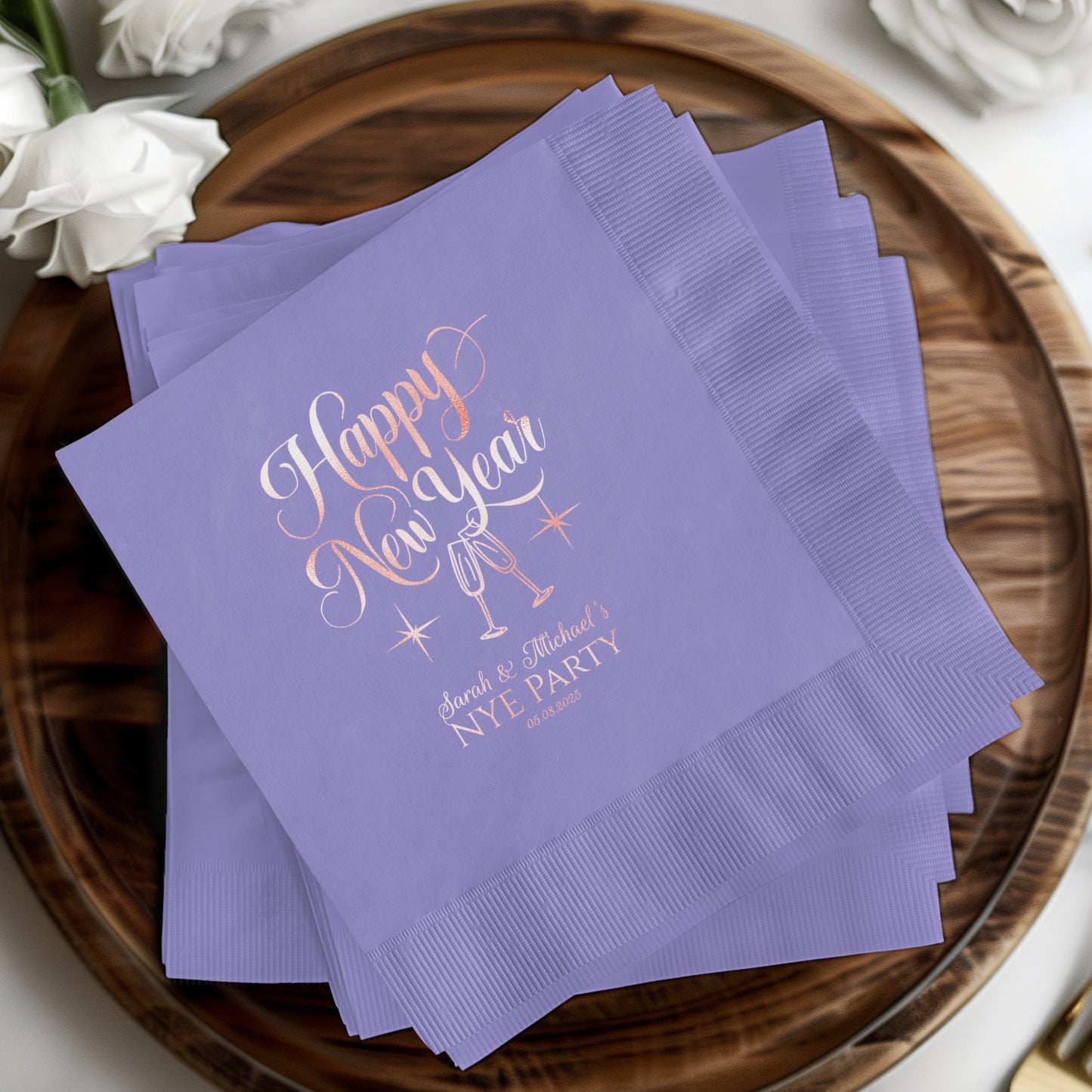 Happy New Year Custom Purple Napkin Party Supply product type