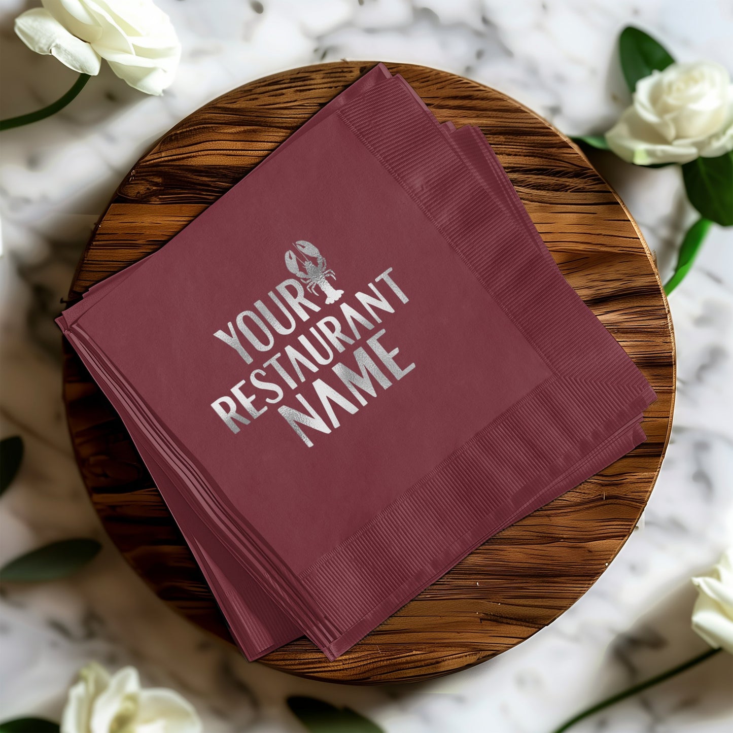 Personalized Restaurant Name Brown Napkin product type