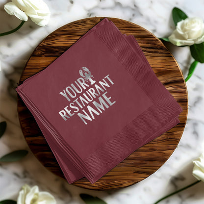 Personalized Restaurant Name Brown Napkin product type