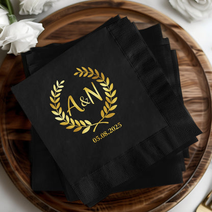 Personalized Wedding Date Initials Napkin Product