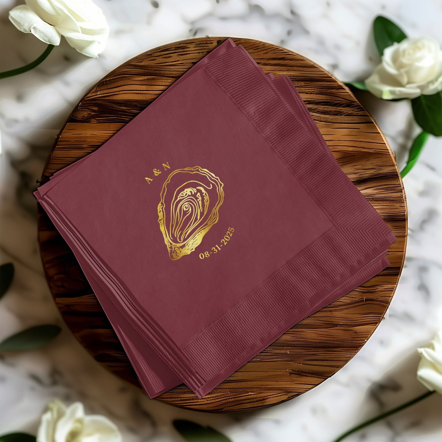 Elegant Personalized Maroon Wedding Napkin product type