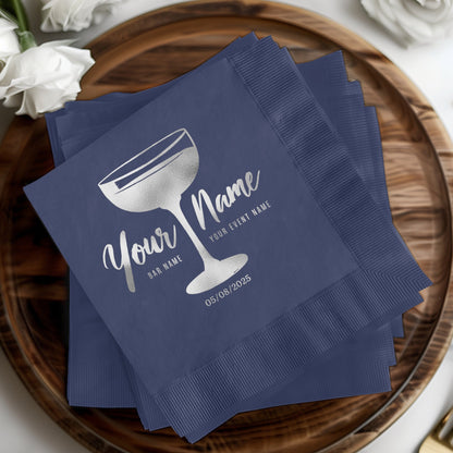 Personalized Blue Napkins with Your Name Event Date product type